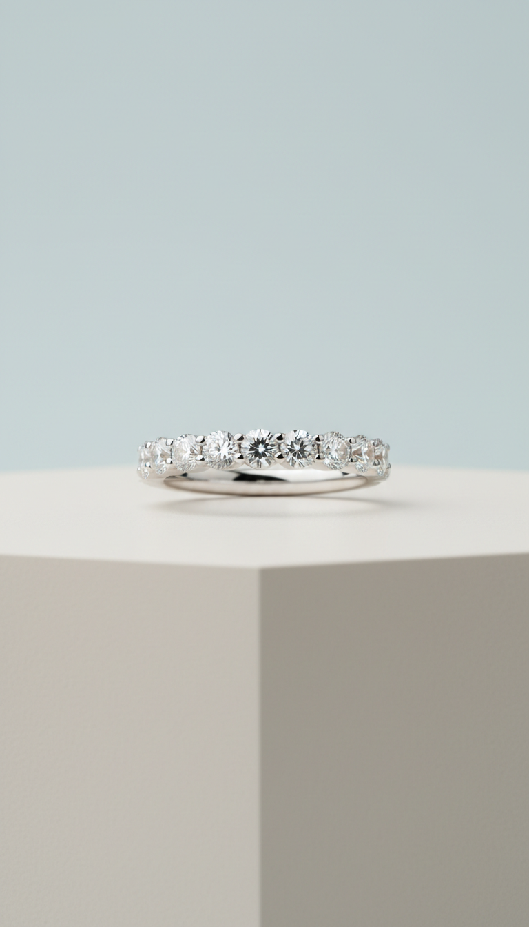 Minimalist Sterling Silver Moissanite Band