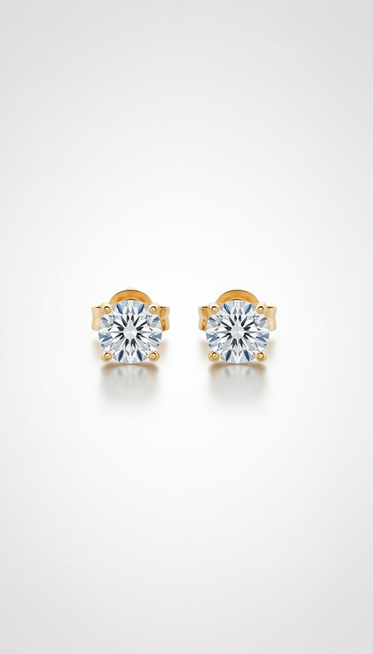 14k Gold Moissanite Stud Earrings