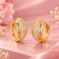 Pave Cubic Zirconia Chunky Hoop Earrings — 18K Gold Plated Statement Hoops for Women