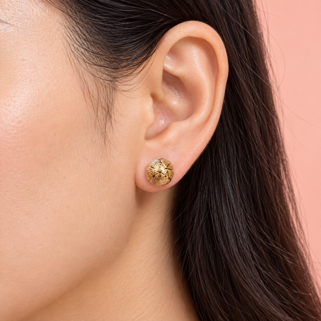 18K Gold Filled Textured Ball Stud Earrings | Hypoallergenic, Tarnish-Resistant