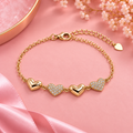 7" Gold Filled Pavé Heart Charm Bracelet | Hypoallergenic