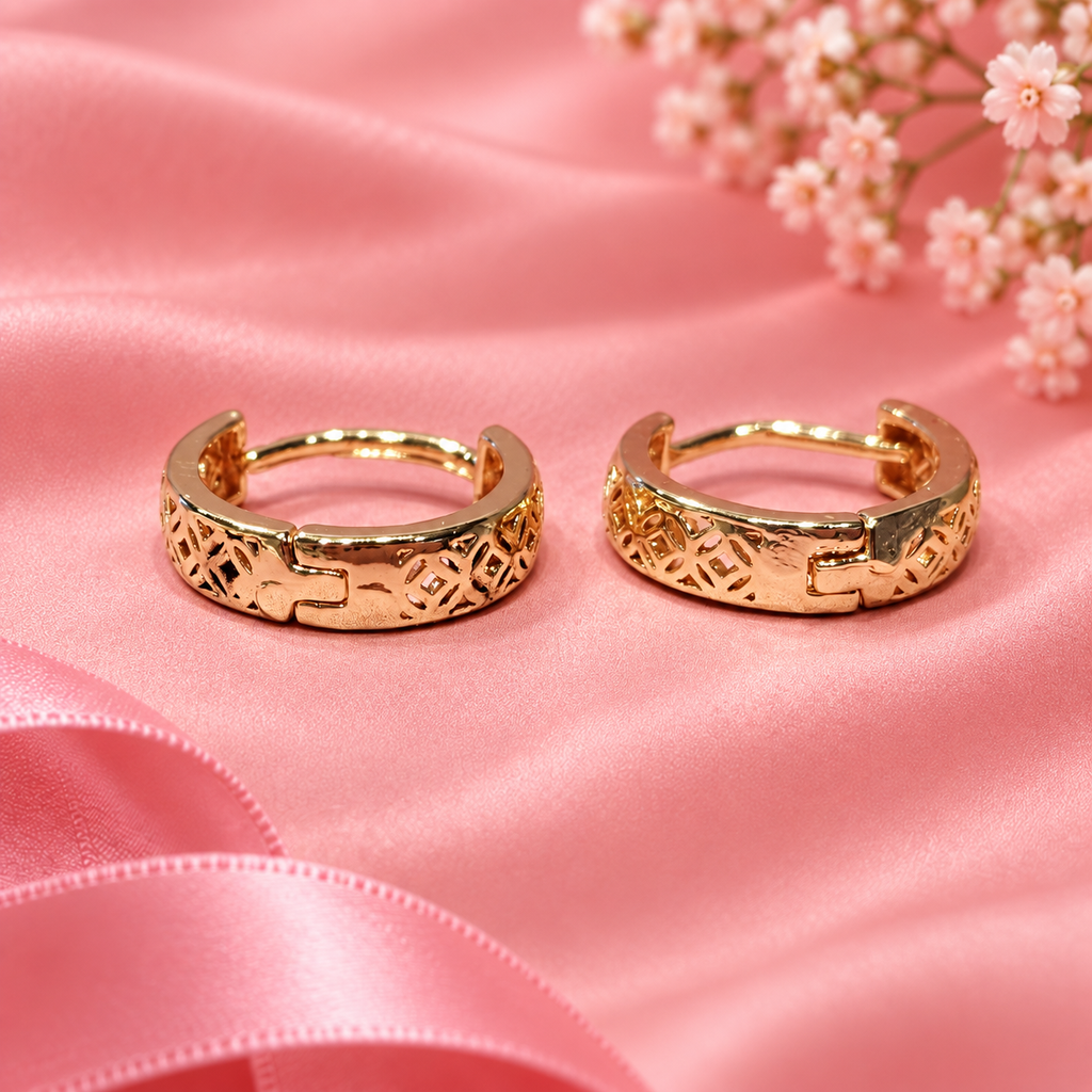 18K Gold Filled Cutout Huggie Hoop Earrings 1cm | Hypoallergenic