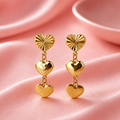 Triple Heart Drop Earrings — 18K Gold Filled, Made in Brazil