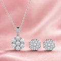 Luxury 925 Sterling Silver Moissanite Diamond Necklace & Earrings Set