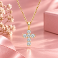 Moissanite Cross Necklace – 925 Silver, Gold Plated, Hypoallergenic