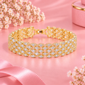 18K Gold Filled Marquis Cluster CZ Bracelet - 6.5in Hypoallergenic