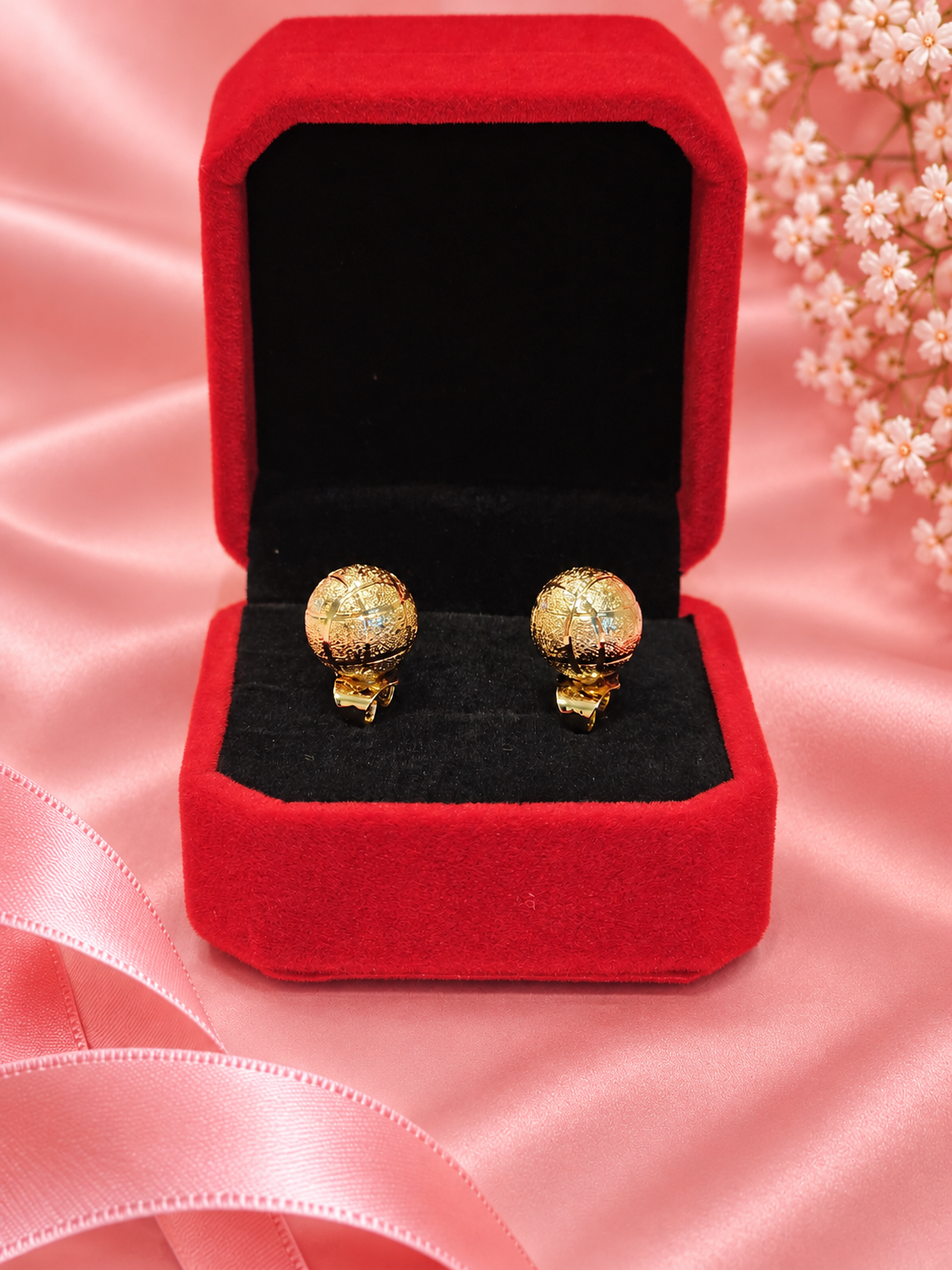 18K Gold Filled Textured Ball Stud Earrings | Hypoallergenic, Tarnish-Resistant