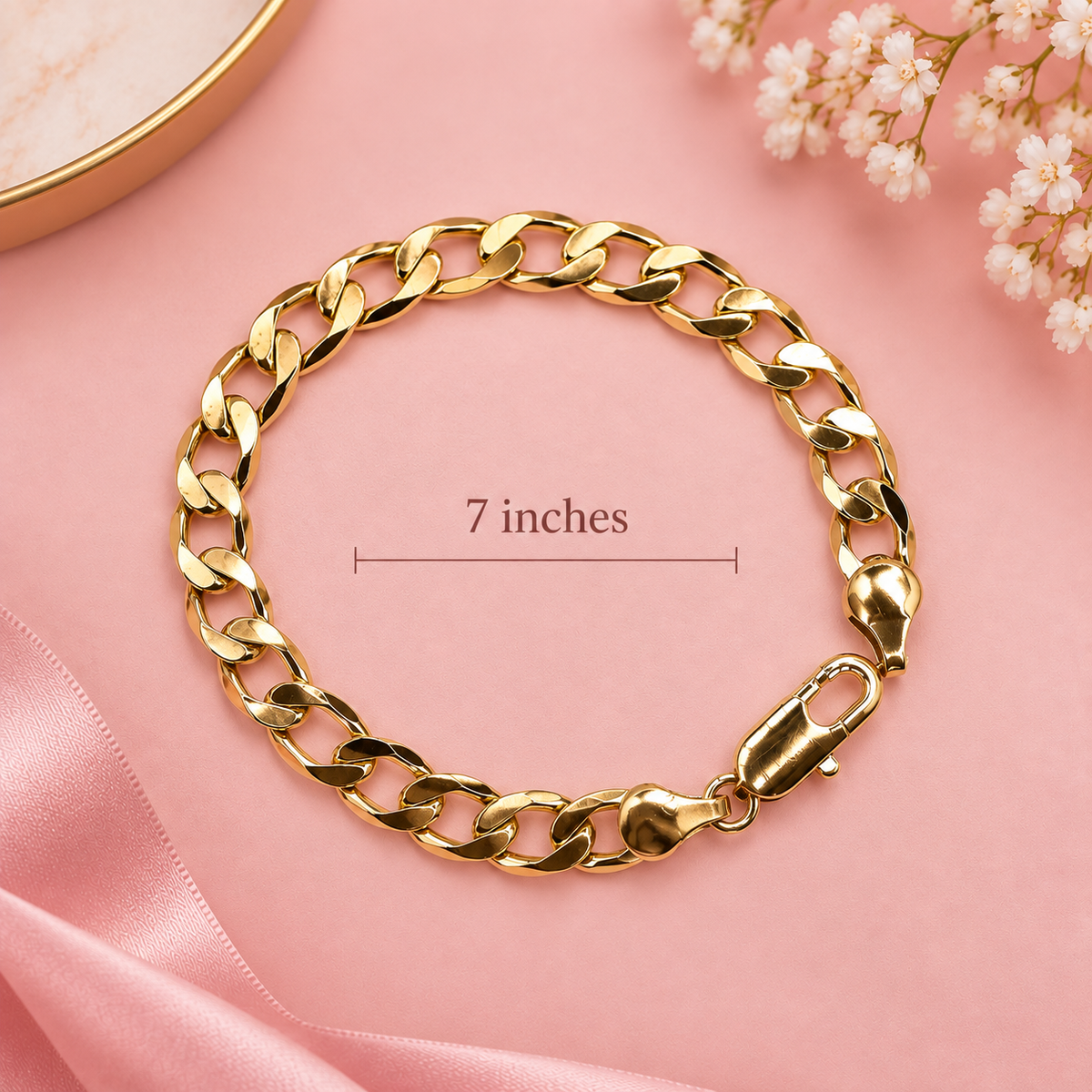 7" Gold Filled Curb Chain Bracelet for Women | Hypoallergenic