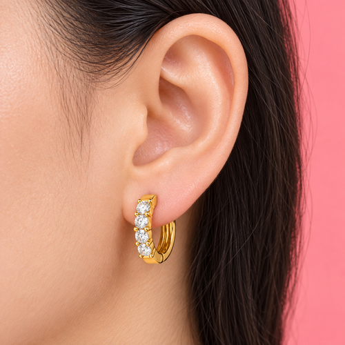 18K Gold Filled CZ Huggie Hoop Earrings 1cm | Hypoallergenic