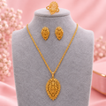 22K Gold Plated Leaf Filigree Jewelry Set - Hypoallergenic