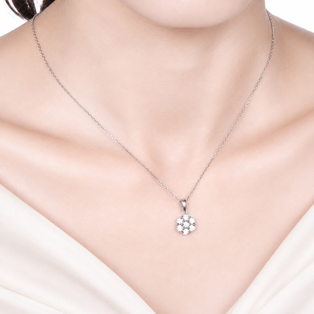 Luxury 925 Sterling Silver Moissanite Diamond Necklace & Earrings Set