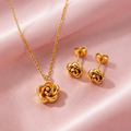 Golden Rose Necklace & Earring Set