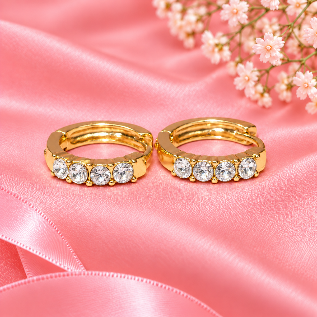 18K Gold Filled CZ Huggie Hoop Earrings 1cm | Hypoallergenic