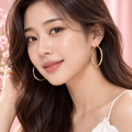 18K Gold Filled Classic Smooth Hoop Earrings - 5cm Hypoallergenic