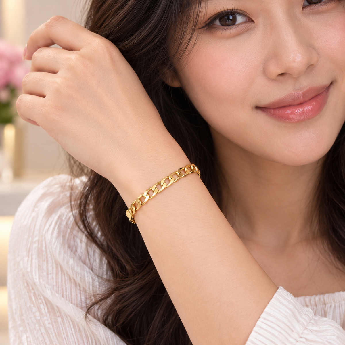 7" Gold Filled Curb Chain Bracelet for Women | Hypoallergenic