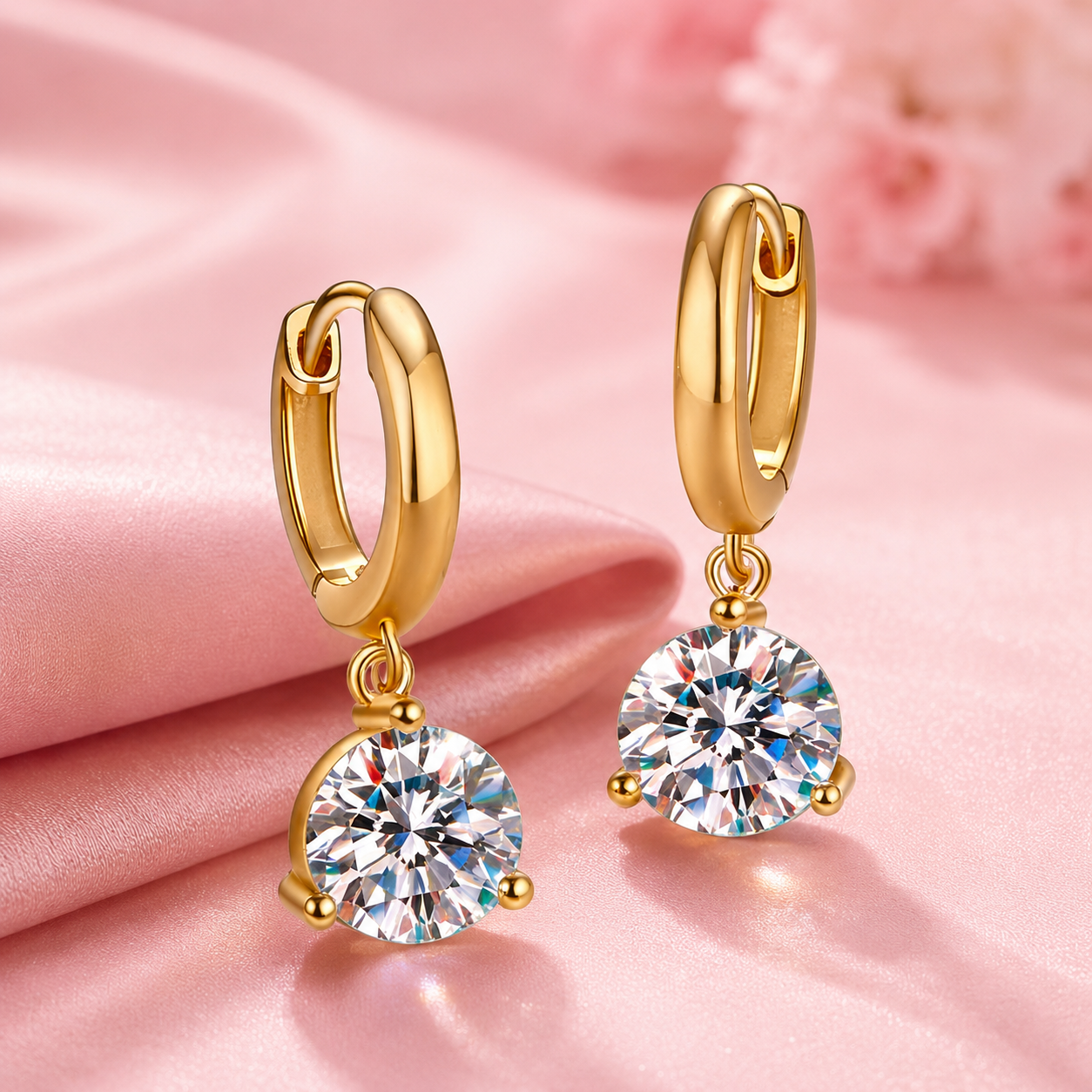 1 Carat Moissanite Drop Huggie Earrings — 925 Sterling Silver