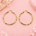 18K Gold Filled Twisted Hoop Earrings - 4cm Hypoallergenic Hoops