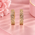Pavé Heart Gold Filled Hoop Earrings - 1 Inch Hypoallergenic