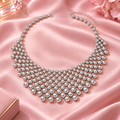 Y2K Silver Chunky Bubble Bib Necklace — Statement Beaded Necklace for Women