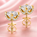 Elegant 1 Carat Moissanite Halo Stud Earrings — 925 Sterling Silver