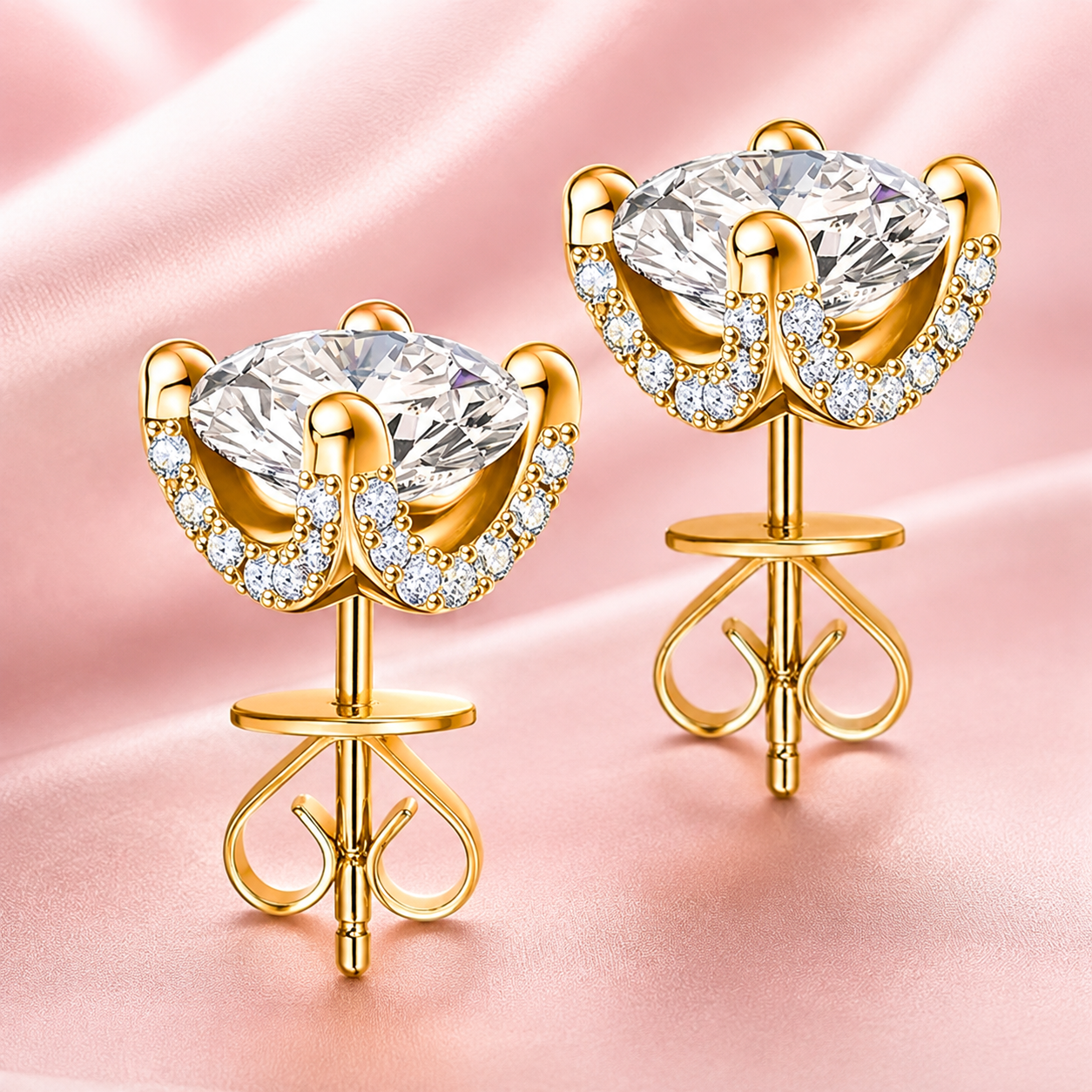 Elegant 1 Carat Moissanite Halo Stud Earrings — 925 Sterling Silver
