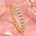 18K Gold Filled Triple Baguette CZ Tennis Bracelet - 7" Hypoallergenic
