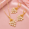 Golden Fan Crystal Necklace & Earring Set — 18K Gold Plated