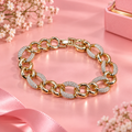 Elegant 18K Gold Filled Mixed Link CZ Bracelet - 7in Hypoallergenic Chain