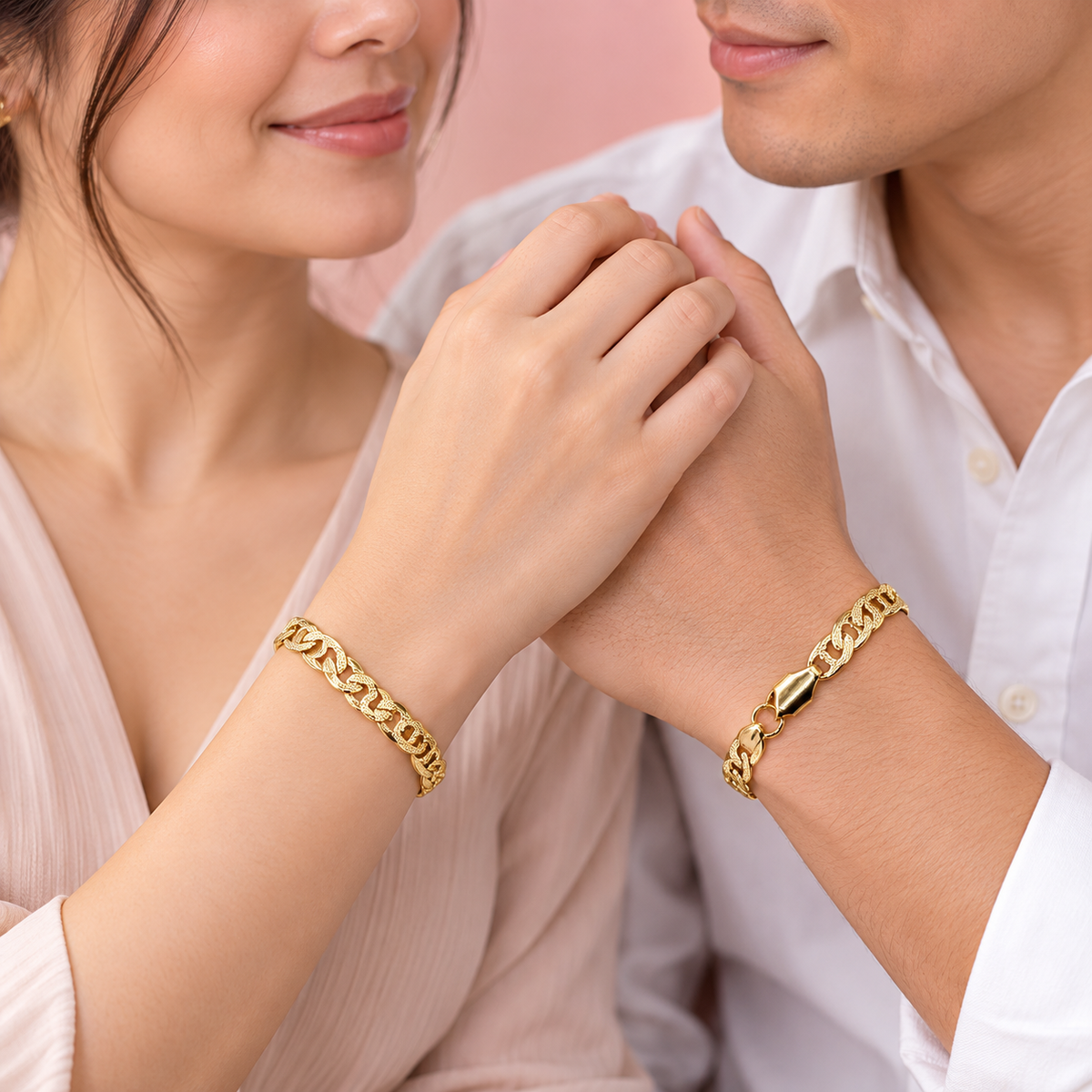 8 Inch Unisex  Gold Filled Diamond-Cut Mariner Chain Bracelet (Hypoallergenic)